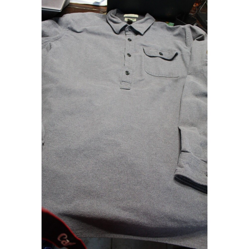 LL Bean Traditional Fit Vintage Gray 1/2 Button Shirt Men's 2XL Tall